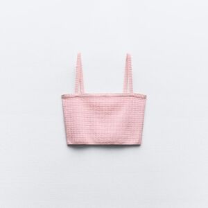ZARA PINK TEXTURED KNIT CROP TOP